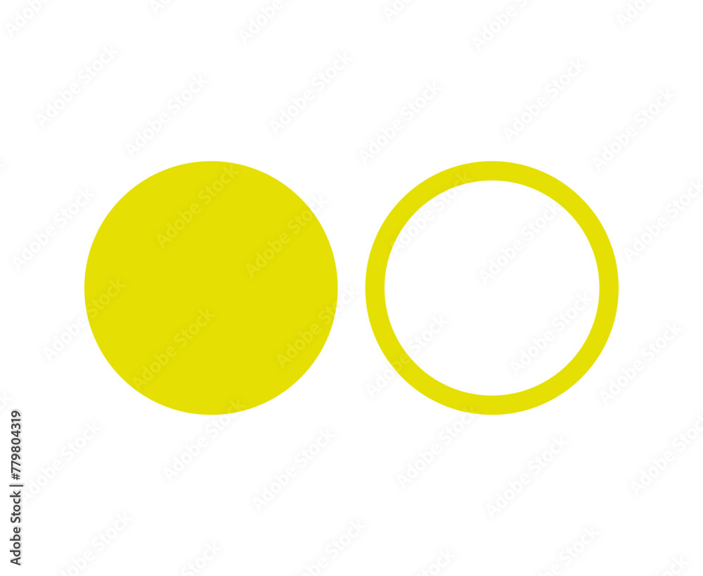 Circle Shape And Circle Outline Stroke Yellow Symbol Vector Illustration