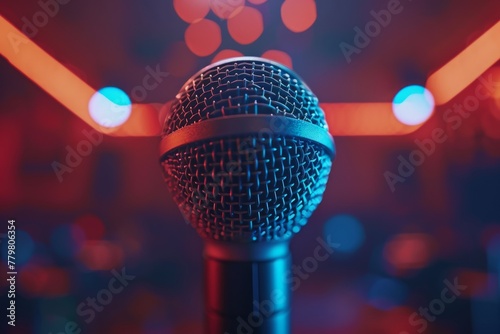 Professional microphone studio podcast stream interview platform radio with micrecording voice singing in bright record studio audio quality equipment content music media entertainment photo