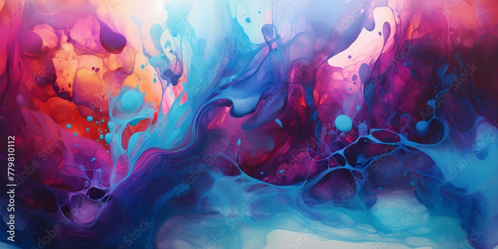 Glittering particles dance amidst bursts of radiant hues, adding an extra layer of charm to this mesmerizing marble ink abstract scene.