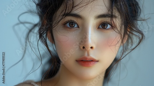 Close up face of beautiful Korean girl