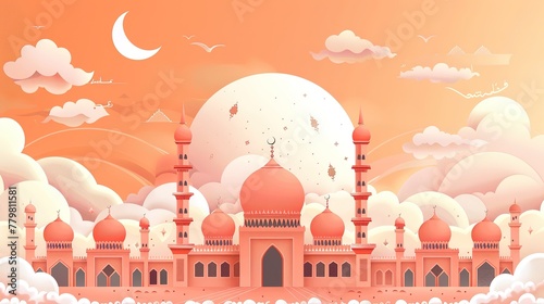 Ramadan Kareem arabic calligraphy greeting card ,Generative ai,