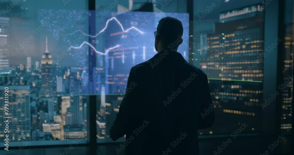 A Man Standing In Front Of A Window Looking Out At A City Modern City Skyline At Night Advertising Photography Data Analytics A Man Standing In Front Of A Window Looking Out At A City Modern City Skyline At Night Advertising Photography Data Analytics