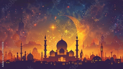 Ramadan Kareem arabic calligraphy greeting card ,Generative ai,
