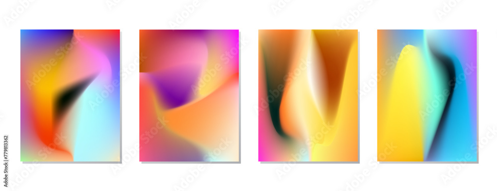 Naklejka premium SET GRADIENT LIQUID COLOR. POSTER BACKGORUND DESIGN VECTOR TEMPLATE GOOD FOR POSTER, WALLPAPER, COVER, FRAME, FLYER, SOCIAL MEDIA, GREETING CARD