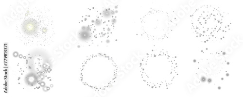 Wallpaper Mural Sparkling glitter lines silver glitter confetti dots rain. Silver metal frame. Silver sparkling ring with silver glitter isolated on transparent background light ring. Round shiny frame. Torontodigital.ca