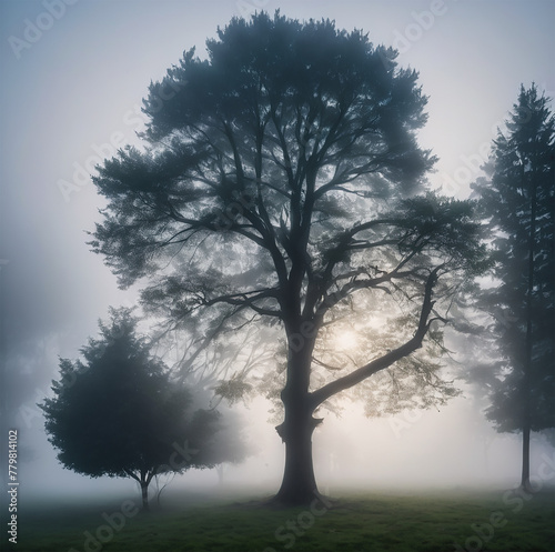 tree in the fog