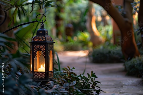 Mystical Evening Light in Lush Garden Setting