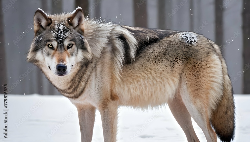 A-Wolf-With-Snowflakes-On-Its-Fur-