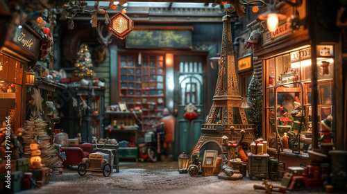 Miniature Winter Wonderland, Charming Festive Market Scene