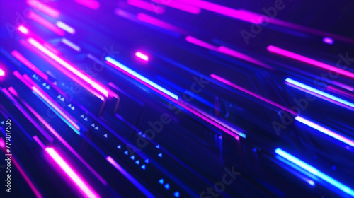 Abstract background Technology, 2024, science fiction, blue and purple light beams, lines of sight.