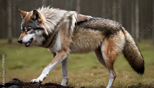A-Wolf-With-Its-Hackles-Raised-Ready-To-Defend-