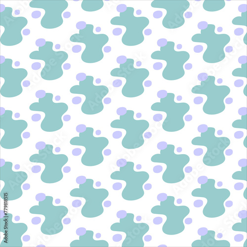 Playful Blue Blob Pattern with Purple Circles