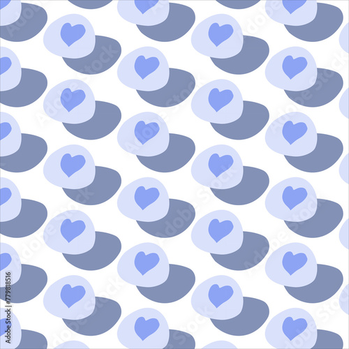 Blue Hearts Pattern with Shadow