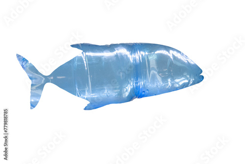 plastic fish made from a bottle, isolated on a white background