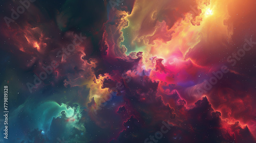 Background of abstract fantastic fairy-tale multicolored starry sky