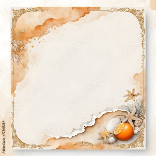 Design-Vorlage - Aquarell-Stil - Wundervoller Strand - Sepia & Orange photo