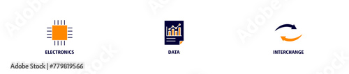 EDI banner web icon vector illustration concept for electronic data interchange of business documents standard format with a cloud server, exchange, database, file, chart, automation, and process