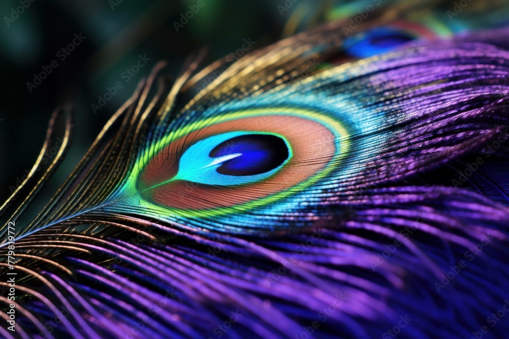 Naklejka premium Exotic Peacock feather. Color art beauty. Generate Ai