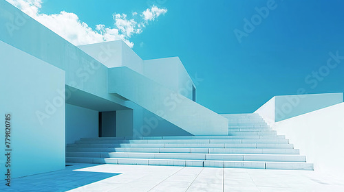 3D rendering of modern design building and empty ground  advertising background material