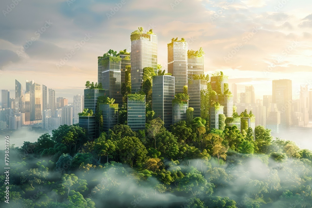Fototapeta premium The blueprint of ESG a city where green technology and c 2