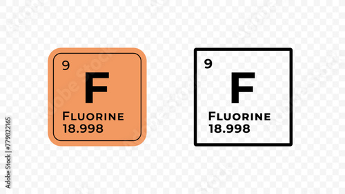 Fluorine, chemical element of the periodic table vector design