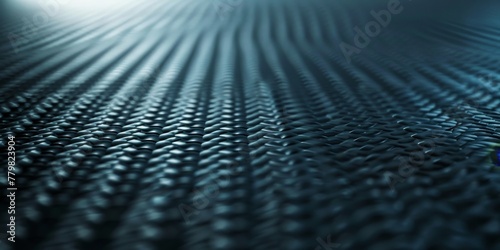 A close up of a black and blue surface with a pattern of lines. The surface is shiny and reflective, giving the impression of a futuristic material
