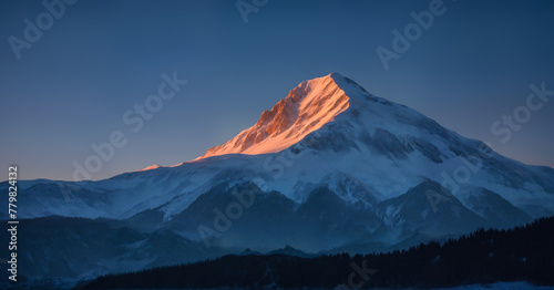 sunset lighting at the mountain
