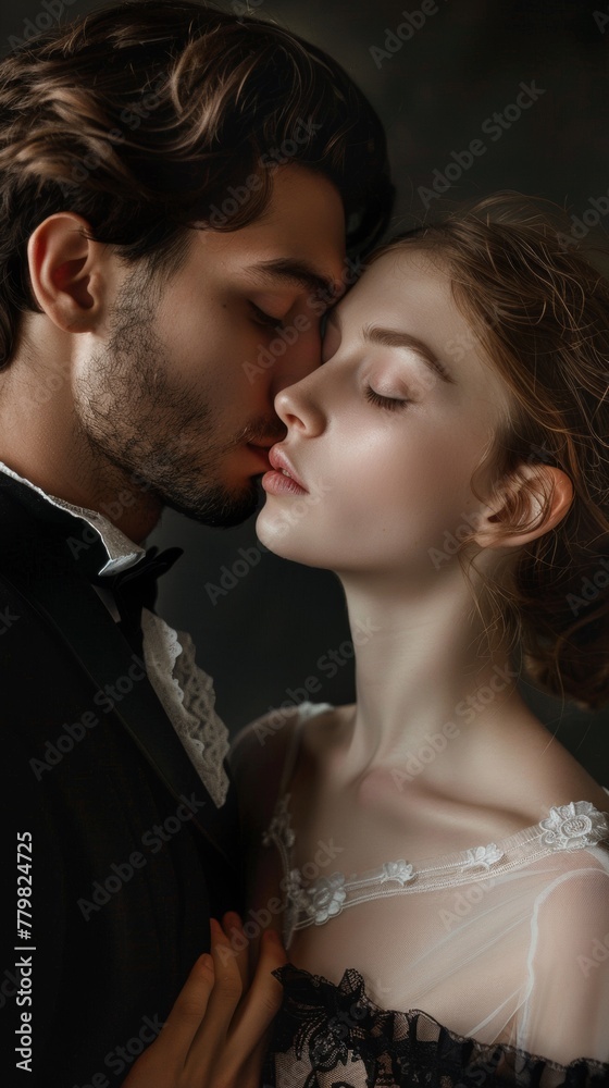 A man and a woman kissing each other A man and a woman kissing each other