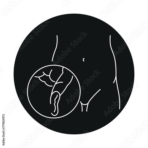 Inguinal hernia line icon. Vector isolated element.