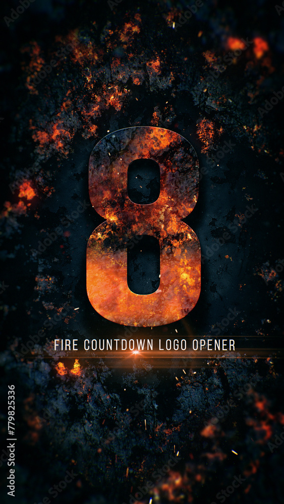 Fireball Countdown Sign Fire Countdown Logo Opener Stock Template | Adobe Stock