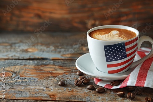 Coffee cup with a flag for Independence Day celebrations