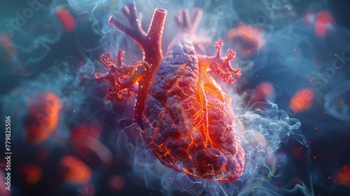 Detailed 3D rendering of a pulmonary embolism medical il