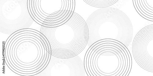 Latar belakang hitam abstrak dengan cincin lingkaran putih. Konsep teknologi masa depan digital. modren. photo