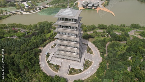 Changan tower in Xi'an taken by drone
