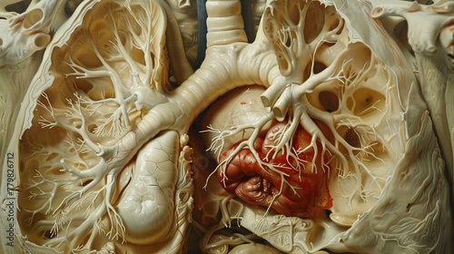 Anatomical art detailed rendering of a pulmonary embolis photo