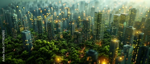 An eco-conscious metropolis visualized by AI embraces th