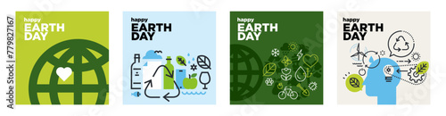 Earth day illustration set. Vector concepts for graphic and web design, business presentation, marketing and print material, social media. photo