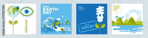 Earth day illustration set. Vector concepts for graphic and web design, business presentation, marketing and print material, social media. photo
