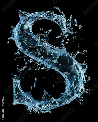 Text typeface made out of real water the letter S