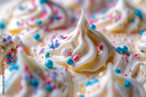  creamy texture and vibrant colors of the ice cream up close.