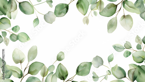 Collection of green watercolor foliage plants clipart on white background. Botanical spring summer leaves illustration. Suitable for wedding invitations, greeting cards, frames and bouquets. 