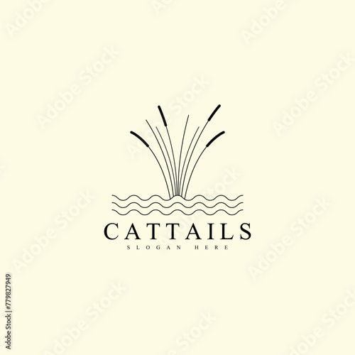 River plant reed logo line art vector simple illustration template logo