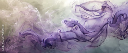 Royal purple clouds of smoke gracefully intertwining with a backdrop of olive green and slate gray.