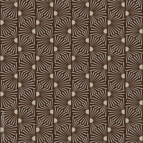 Seamless vector pattern with daisies or suns in art deco style