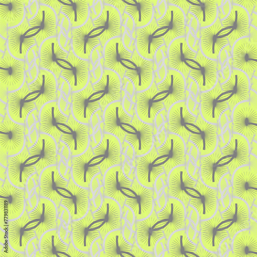 Seamless vector pattern with monochromatic spiky predatory flowers on stems in Art Deco style