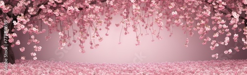 Sakura flowers against a soft pink backdrop, evoking the delicate beauty of cherry blossoms in full bloom.