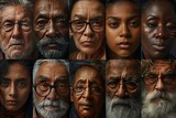 Diverse Generations Faces Close-Up Collage