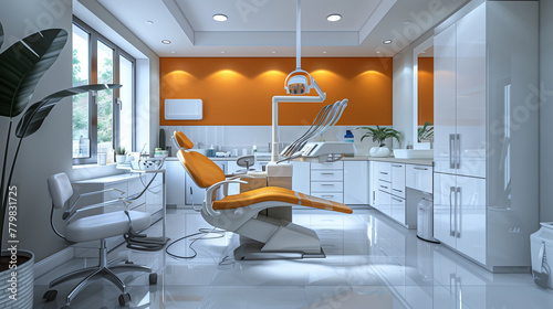 dentist's room with dentist medical instruments