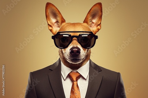 businessman suit with animal head portrait. funny and crazy concept © kues1