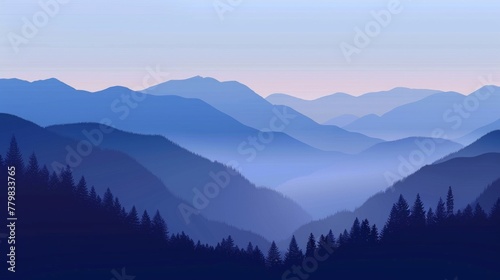 Ethereal Dawn Light Over Misty Mountains